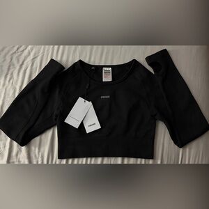 Gymshark Flex Sports Long Sleeve Black Crop Top